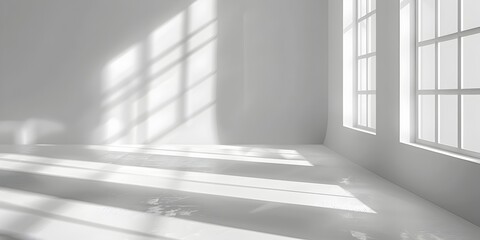 Fototapeta premium Bright and Airy White Backdrop with Subtle Reflections for Beauty Product Presentation Concept
