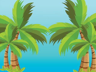 Blue color texture background with tree ornament. Used for presentation of business products for sale in online stores. Summer tropical beach with minimal concept, Vacation background.