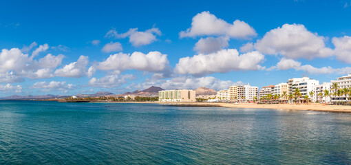 Landscape with Playa del Reducto in Arrecife, capital of Lanzarote, Canary Islands, Spain