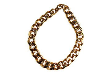Gold chain necklace isolated on transparent background