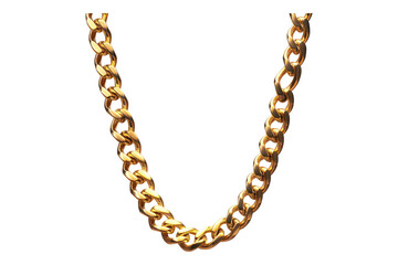 Gold chain necklace isolated on transparent background