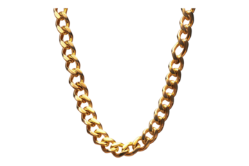 Gold chain necklace isolated on transparent background