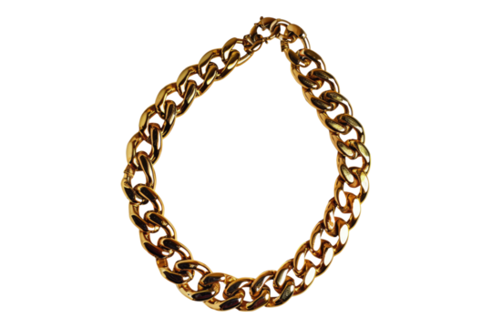 Gold chain necklace isolated on transparent background