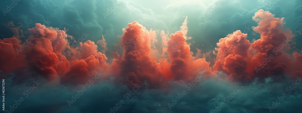 Aufkleber abstract red smoke or mist background floating in the air creates a beautiful pattern.