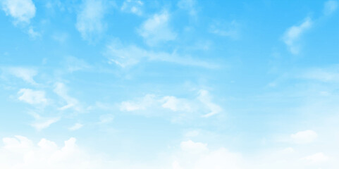 Cloud background summer. Cloud spring. Clear blue sky with plain white cloud with space for text background.