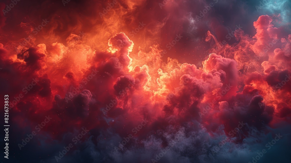 Aufkleber abstract red smoke or mist background floating in the air creates a beautiful pattern.