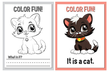 Coloring and learning activity with adorable cats