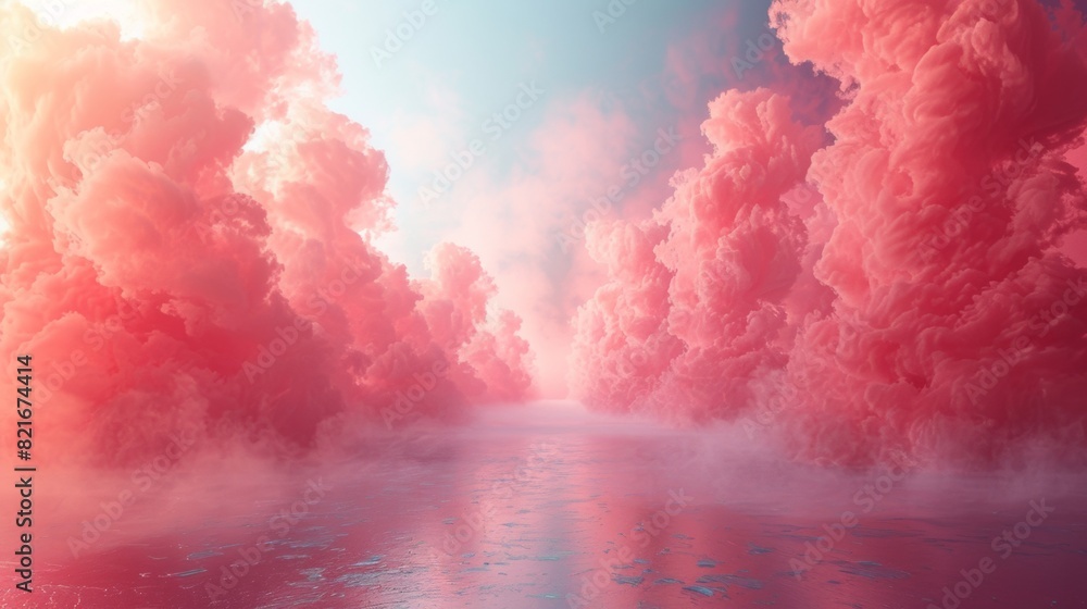 Aufkleber abstract red smoke or mist background floating in the air creates a beautiful pattern.