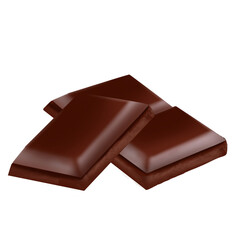 Milk chocolate bar isolated on transparent background,Desser