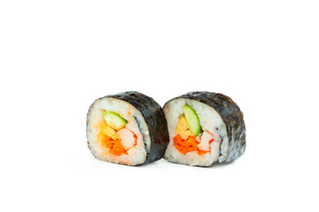 Sushi roll isolated on white background, Traditional Japanese food
