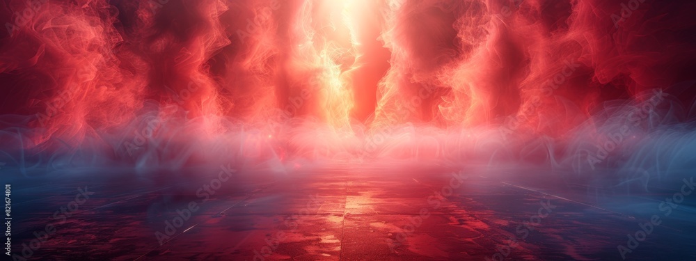 Poster abstract red smoke or mist background floating in the air creates a beautiful pattern.