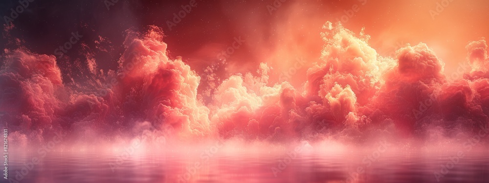 Aufkleber abstract red smoke or mist background floating in the air creates a beautiful pattern.