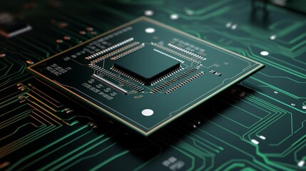 Fototapeta premium Close-up of a computer processor chip on a circuit board.