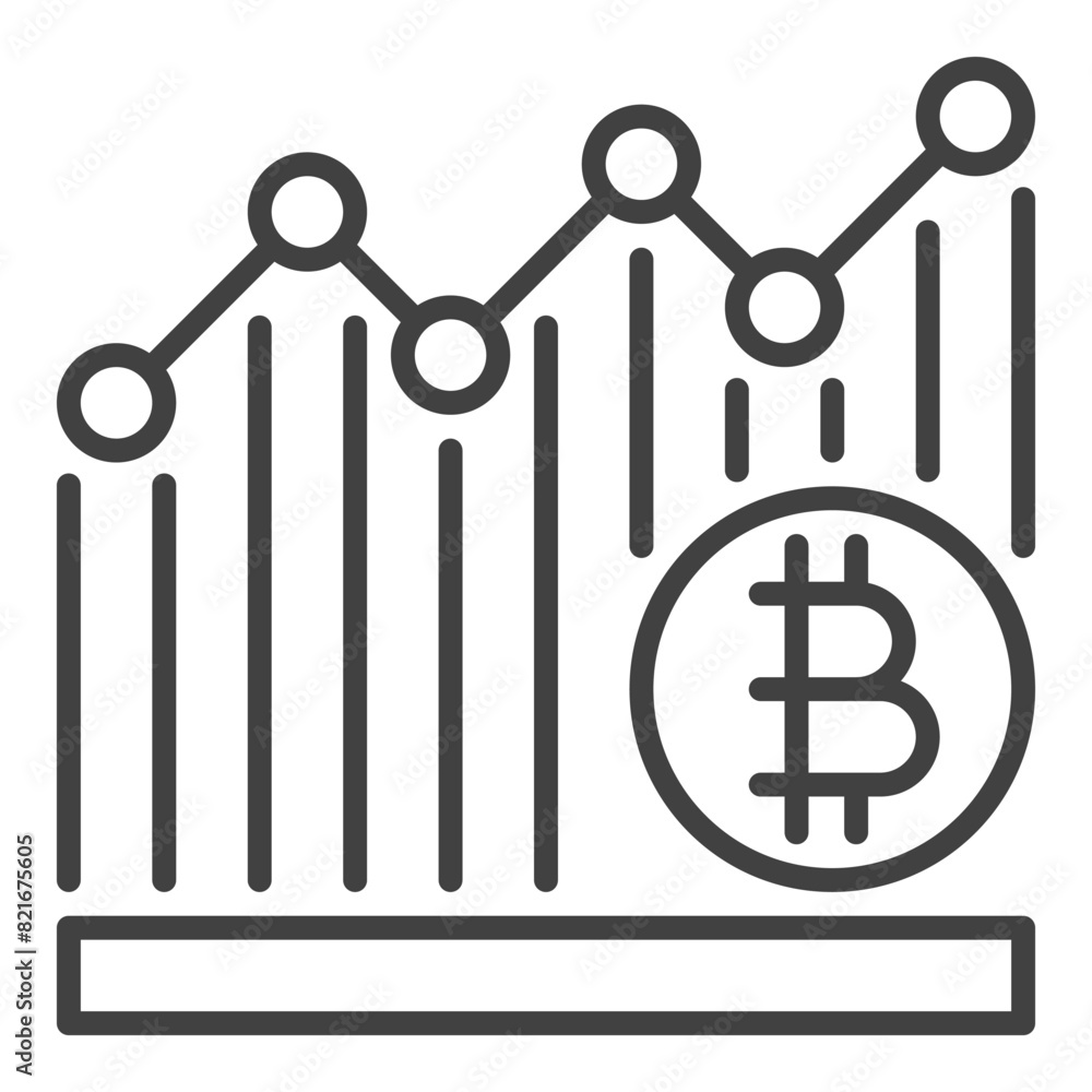 Poster bitcoin cryptocurrency graph vector crypto trading linear icon or symbol