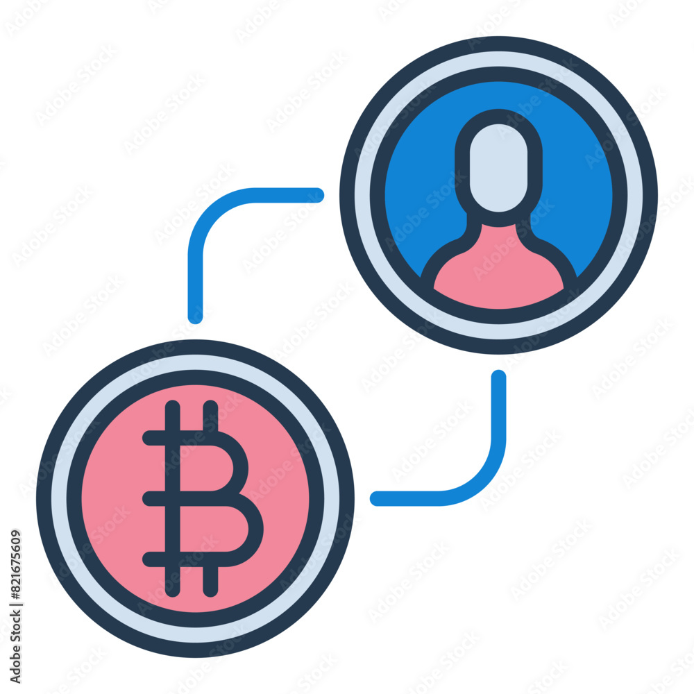 Poster bitcoin exchange sign vector crypto p2p colored icon or design element