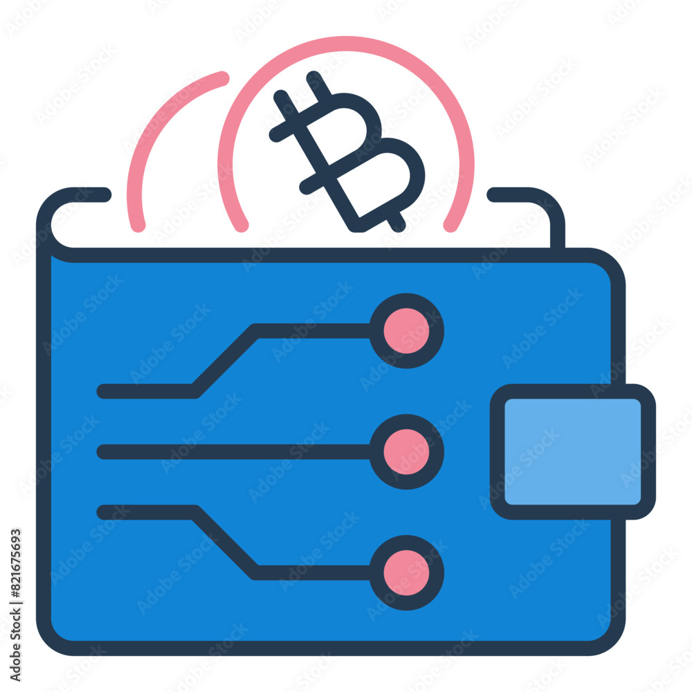 Poster bitcoin wallet vector decentralized cryptocurrency colored icon or design element