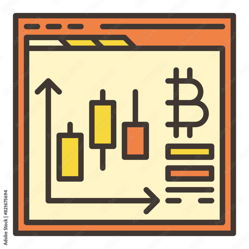 Poster bitcoin trading in web browser vector cryptocurrency colored icon or design element