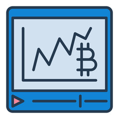 Bitcoin Education Video vector Crypto Currency Learning round colored icon or symbol