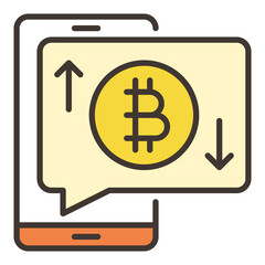 Bitcoin sign on phone screen vector Crypto Smartphone colored icon or design element