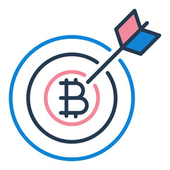 Bitcoin Target vector Cryptocurrency colored icon or design element