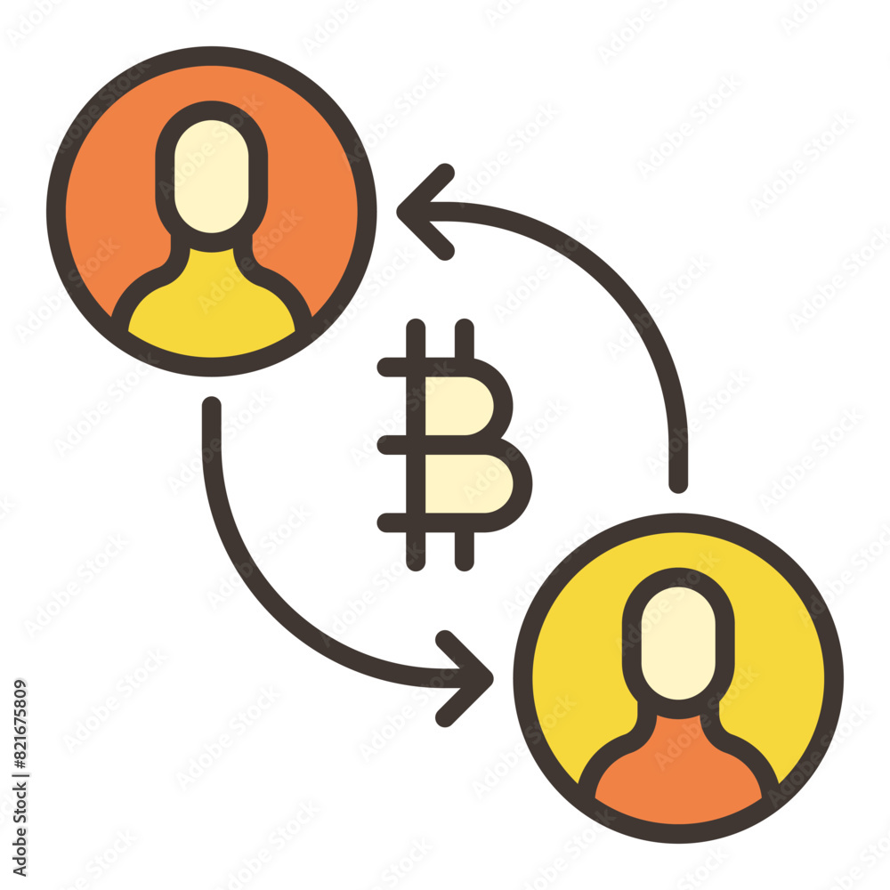 Poster p2p cryptocurrency exchange vector bitcoin trading colored icon or design element