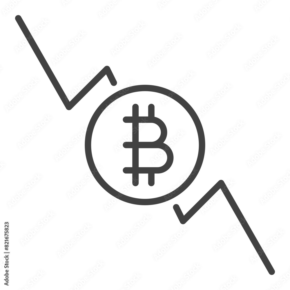 Poster rising bitcoin vector blockchain technology linear icon or symbol