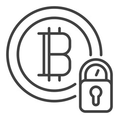 Padlock with Bitcoin vector Cryptocurrency security icon or symbol in outline style