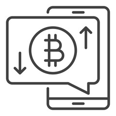 Smartphone with Bitcoin sign vector Crypto Phone outline icon or symbol