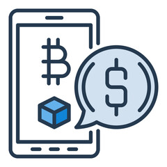Smartphone screen with Crypto vector Bitcoin colored icon or symbol