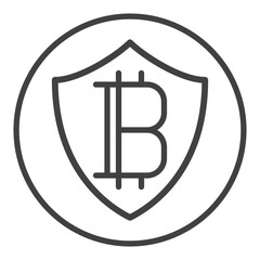 Shield with Bitcoin vector Cryptocurrency Protection linear icon or symbol