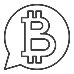 Speech Bubble with Bitcoin vector Cryptocurrency icon or symbol in outline style