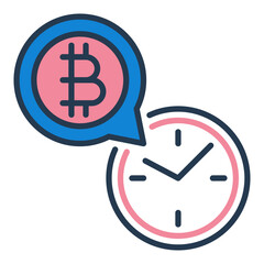 Time and Bitcoin vector Cryptocurrency Clock colored icon or design element
