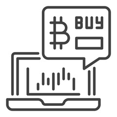 Trading on Laptop vector Bitcoin Cryptocurrency Trading thin line icon or symbol