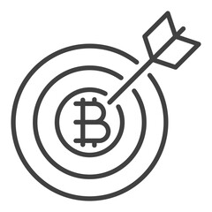 Target with Bitcoin vector Cryptocurrency outline icon or symbol