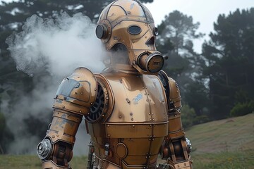 Steampunk Soldier: Machinery Spectacle with Vapor Emitting and Steam