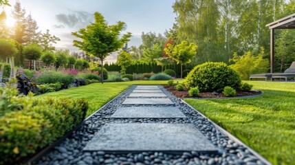 A Garden With Grass, Rocks, and Plants