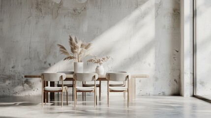 White Table and Four Chairs in a Room