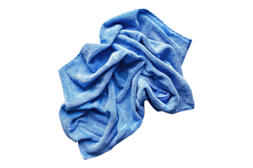 Blue Microfiber towel isolated on transparent background