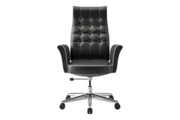 Black office chair isolated on transparent background