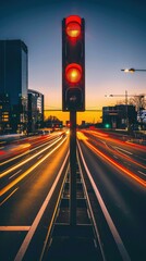 Urban traffic lights streaking at dusk