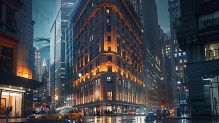 Fototapeta premium Building, night,realistic