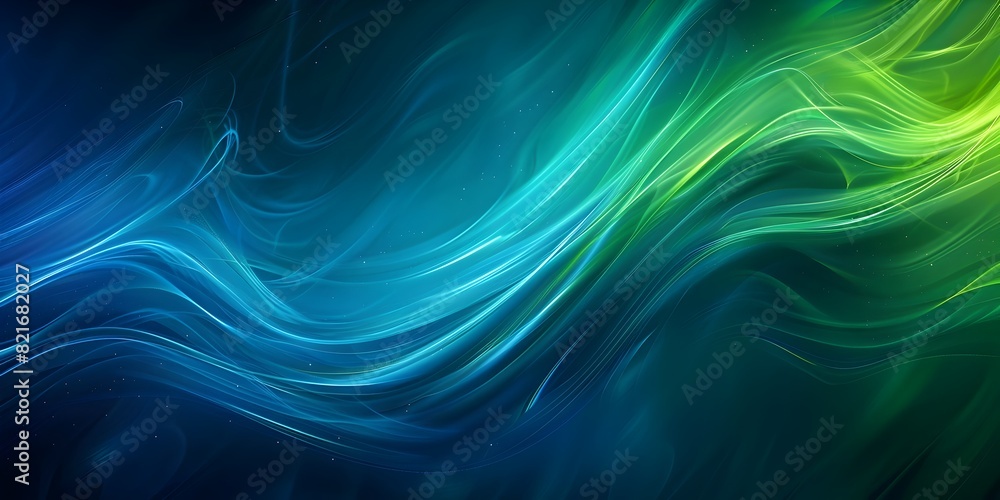 Poster sleek and dynamic neon blue and green abstract lines for creative product displays and branding conc