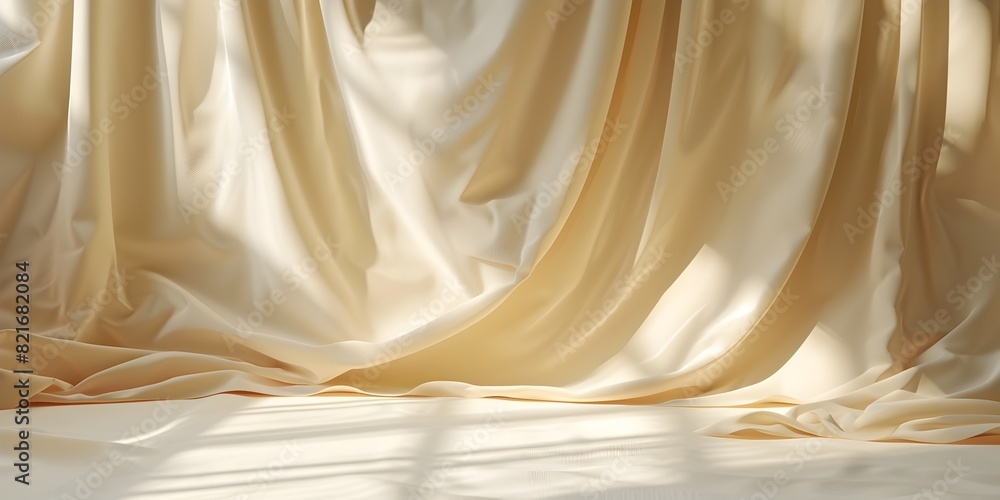 Poster warm beige elegant fabric backdrop for versatile product presentations with soft shadows and copy sp