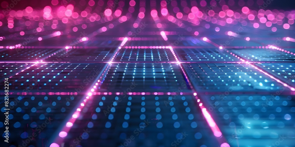 Poster vibrant futuristic neon grid pattern for tech gadget backdrops and product displays