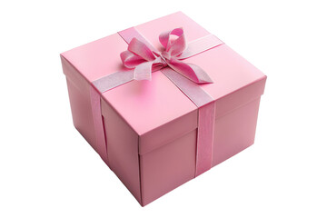 Pink gift box isolated on transparent background