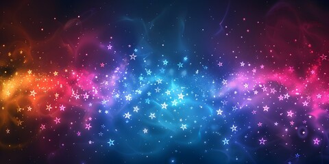 Fototapeta premium Vibrant Neon Rainbow Gradient with Sparkling Celestial Stars for Captivating Designs
