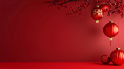 Minimal red background christmas valentines and new year room for backdrop
