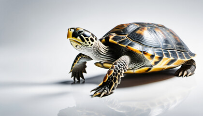 Fototapeta premium exhaling turtle isolated on white background