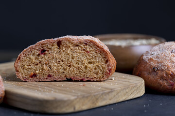 a red bun with the addition of red beetroot vegetables