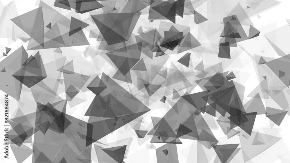 Poster 3d pyramid polygon triangle animated shapes on white background digital geometric pattern motion gra